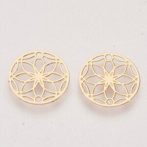 20pc Light Gold Flower of Life Link Connectors 13mm